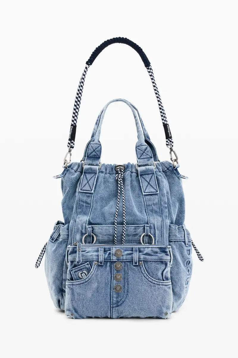 zaino grande in denim BLUE