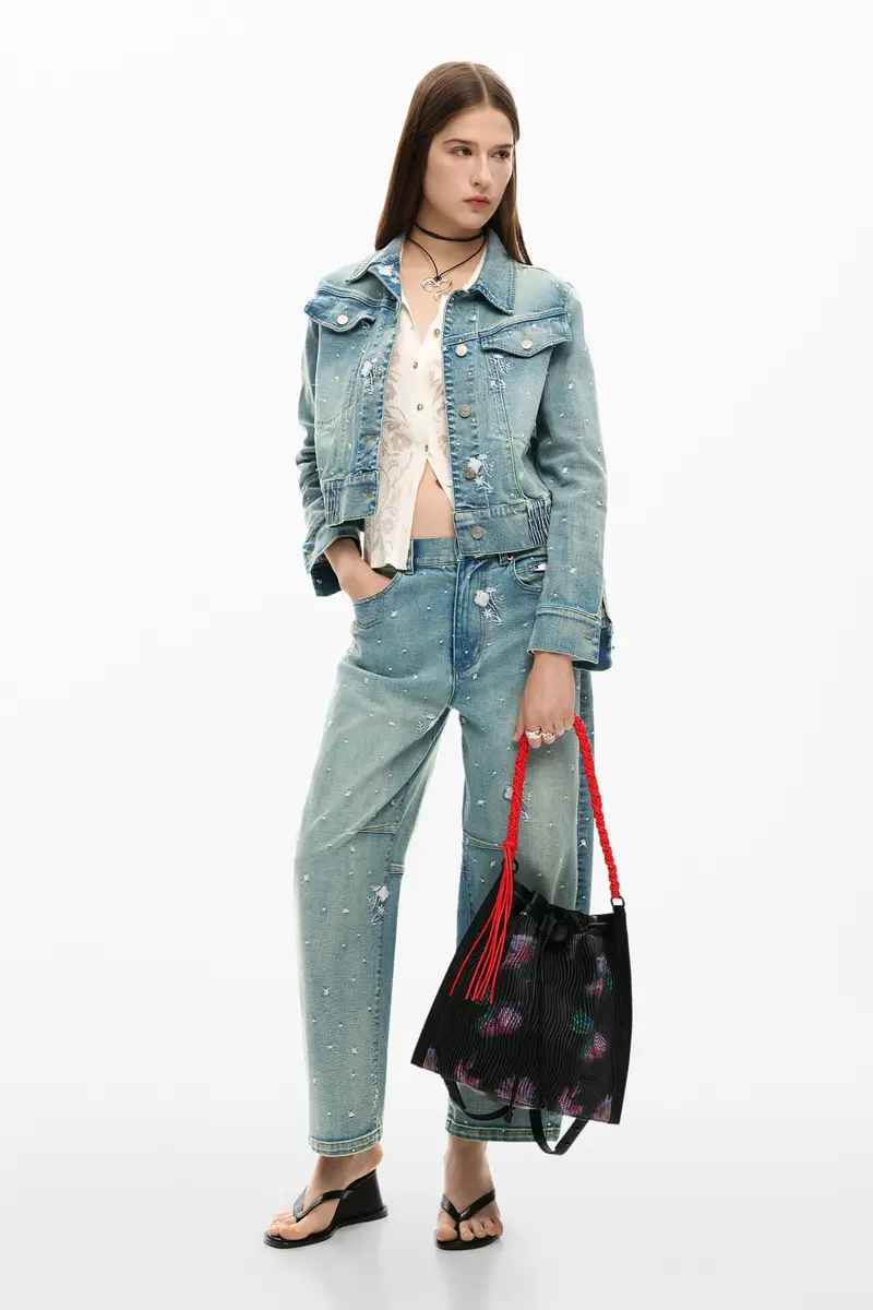 Zaino medio con texture floreale BLACK miniatura 2