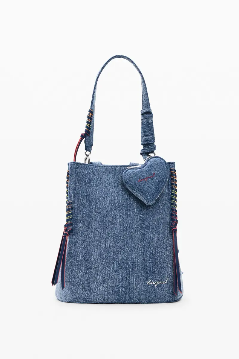 Zaino piccolo in denim con cuore BLUE