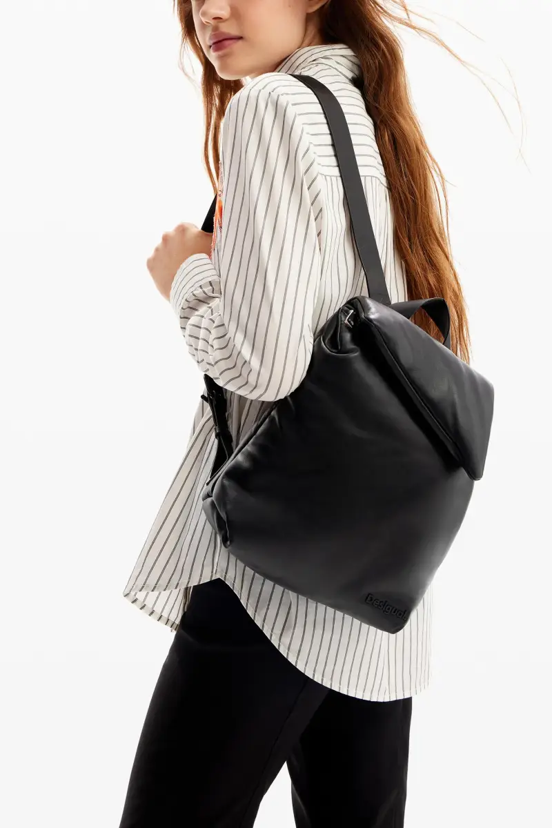 Zaino piccolo pelle BLACK miniatura 2