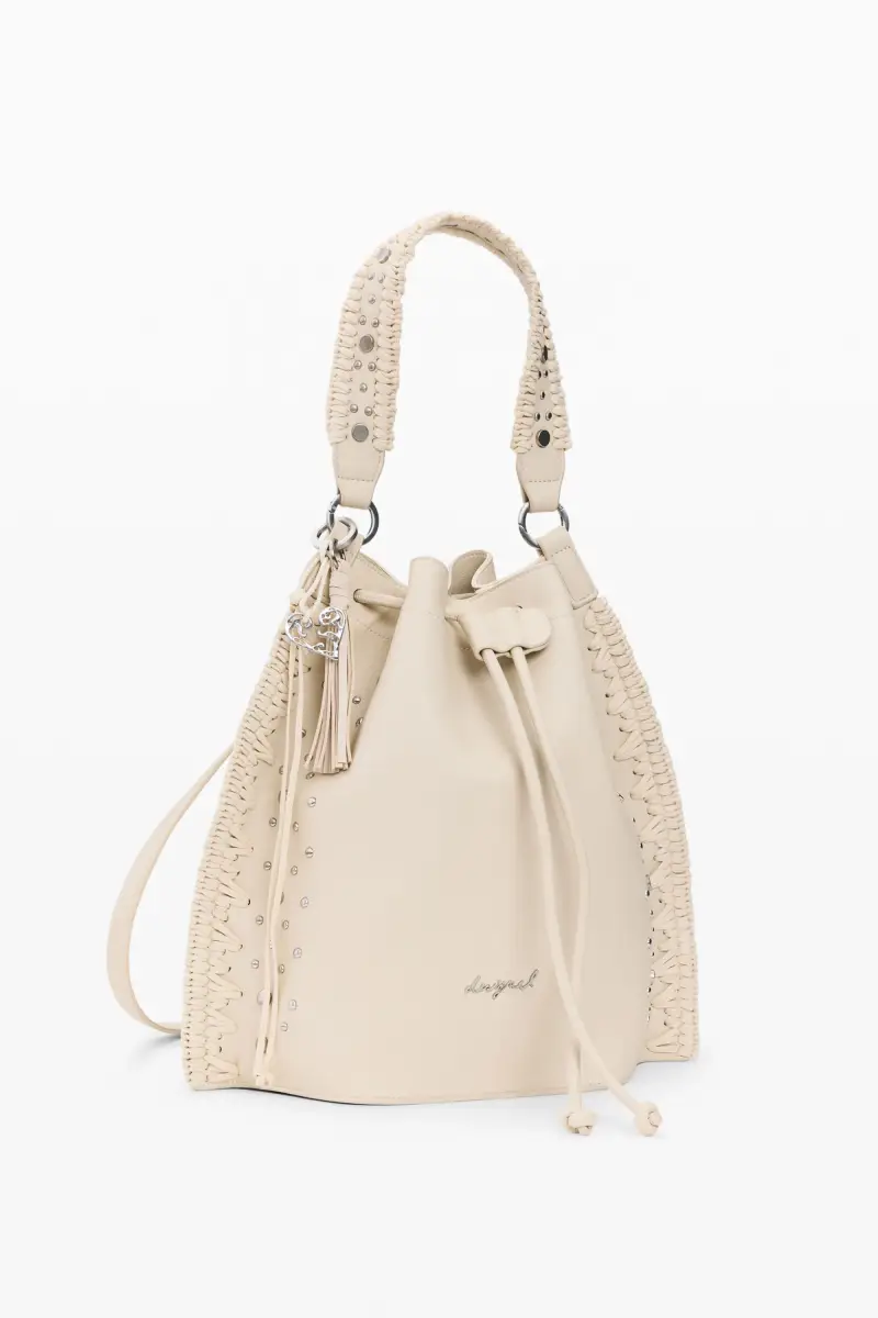 zaino ricamato arricciato WHITE miniatura 2