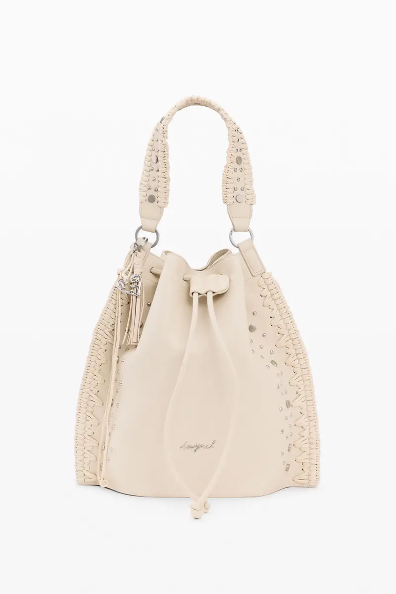 zaino ricamato arricciato WHITE