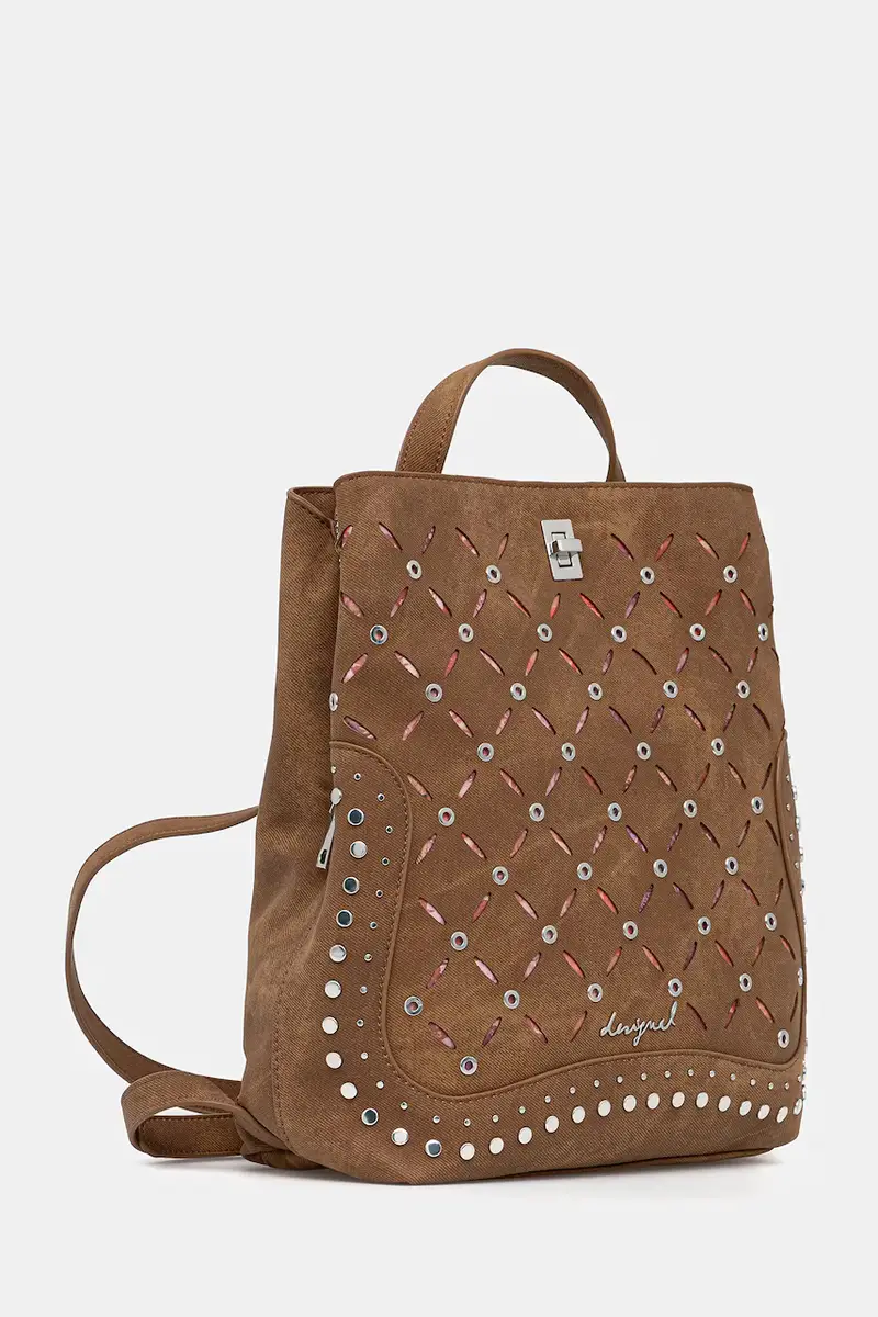 zaino YANKEE METAL PATCH S donna colore marrone con applicazione 25WAKP31 miniatura 2