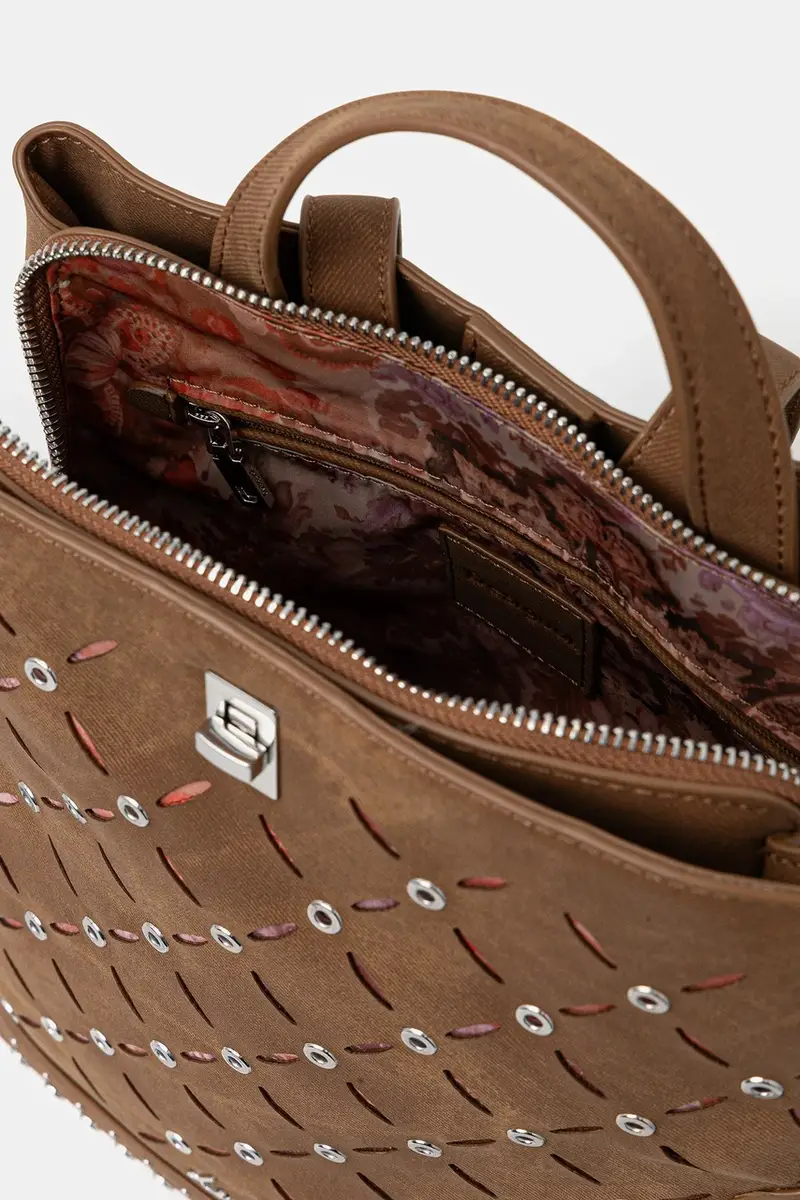 zaino YANKEE METAL PATCH S donna colore marrone con applicazione 25WAKP31 miniatura 5