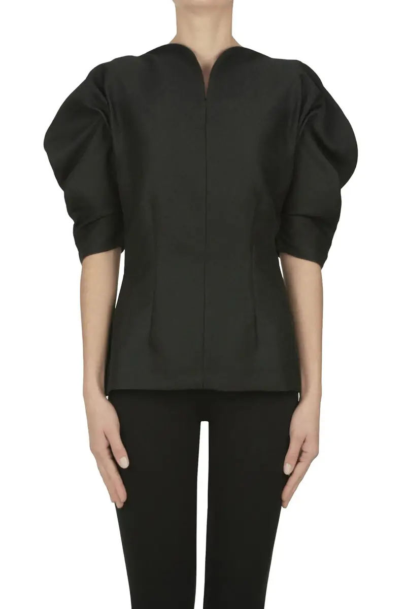 Top Janet in crepè Nero