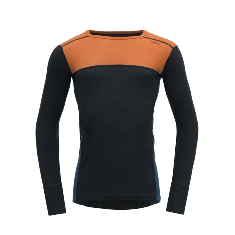 Maglia Termica Trekking Lauparen Merino 190 Arancio Nero Uomo L