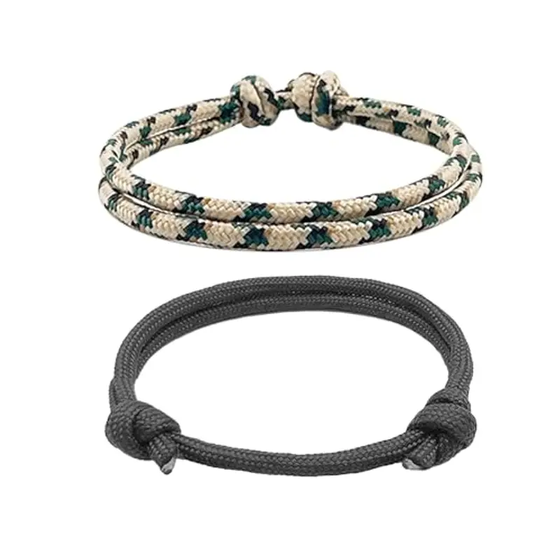 DHSBGWSX 2 cordini intrecciati, bracciale in paracord, cinturino multifunzione regolabile e alla moda, adatto per campeggio e alpinismo, Nylon