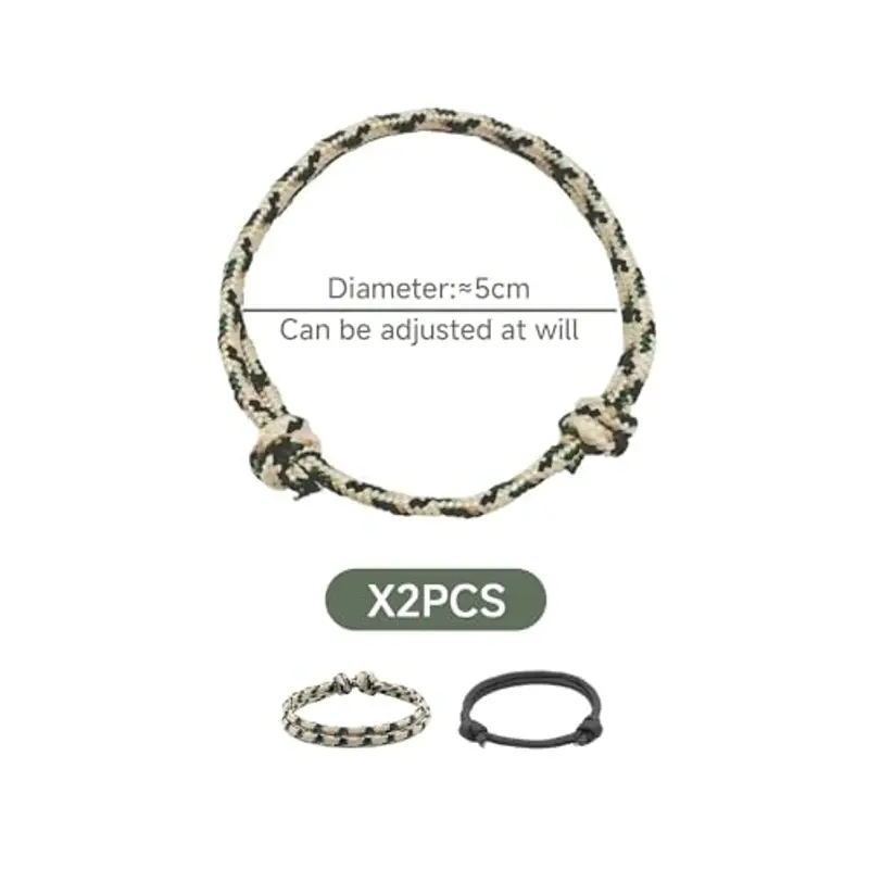 DHSBGWSX 2 cordini intrecciati, bracciale in paracord, cinturino multifunzione regolabile e alla moda, adatto per campeggio e alpinismo, Nylon miniatura 2