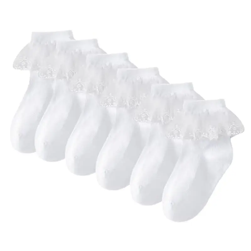 DHSBGWSX - Calzini in Pizzo Bianco per Bambina - Set da 3