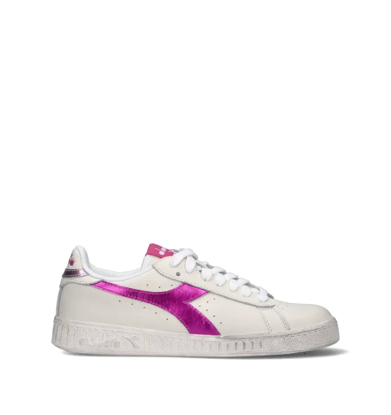 GAME LOW WAXED Sneaker donna bianca/fucsia in pelle Vario