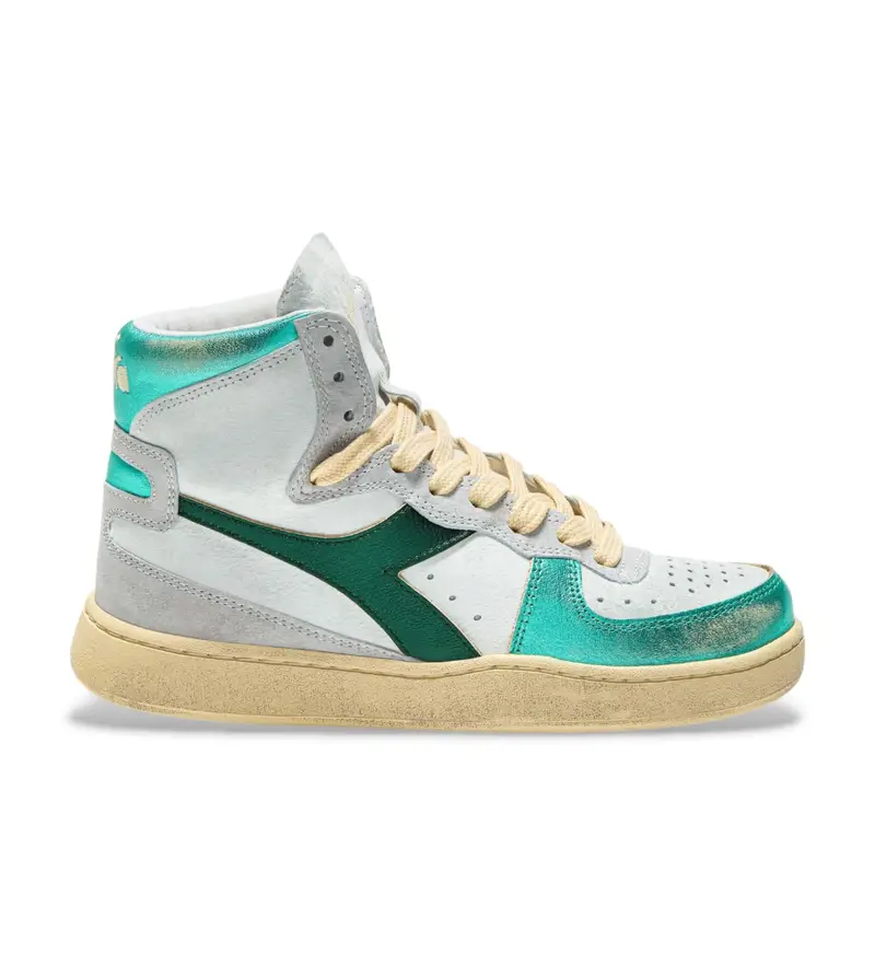 per donna. 201178889 Sneakers in pelle metallica color turchese (36), Basso, Stringhe, Casual