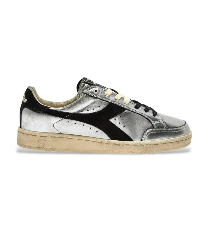 per donna 201182227 Sneakers Prestige Metal Used in pelle color argento (37), Basso, Stringhe, Casual