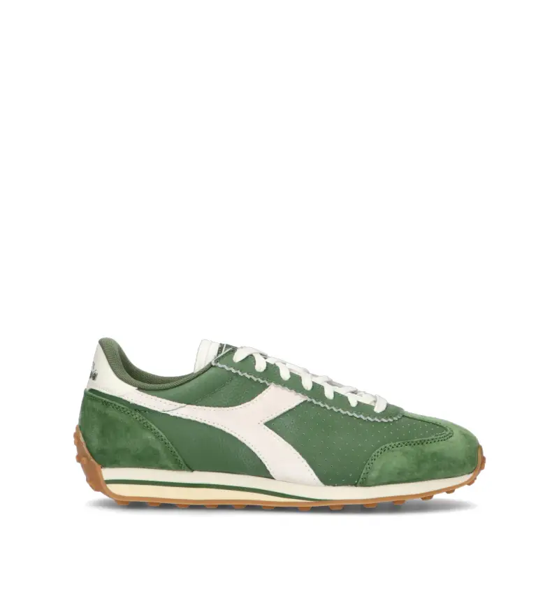 RALLY PUNCHED Sneaker uomo verde in suede Vario