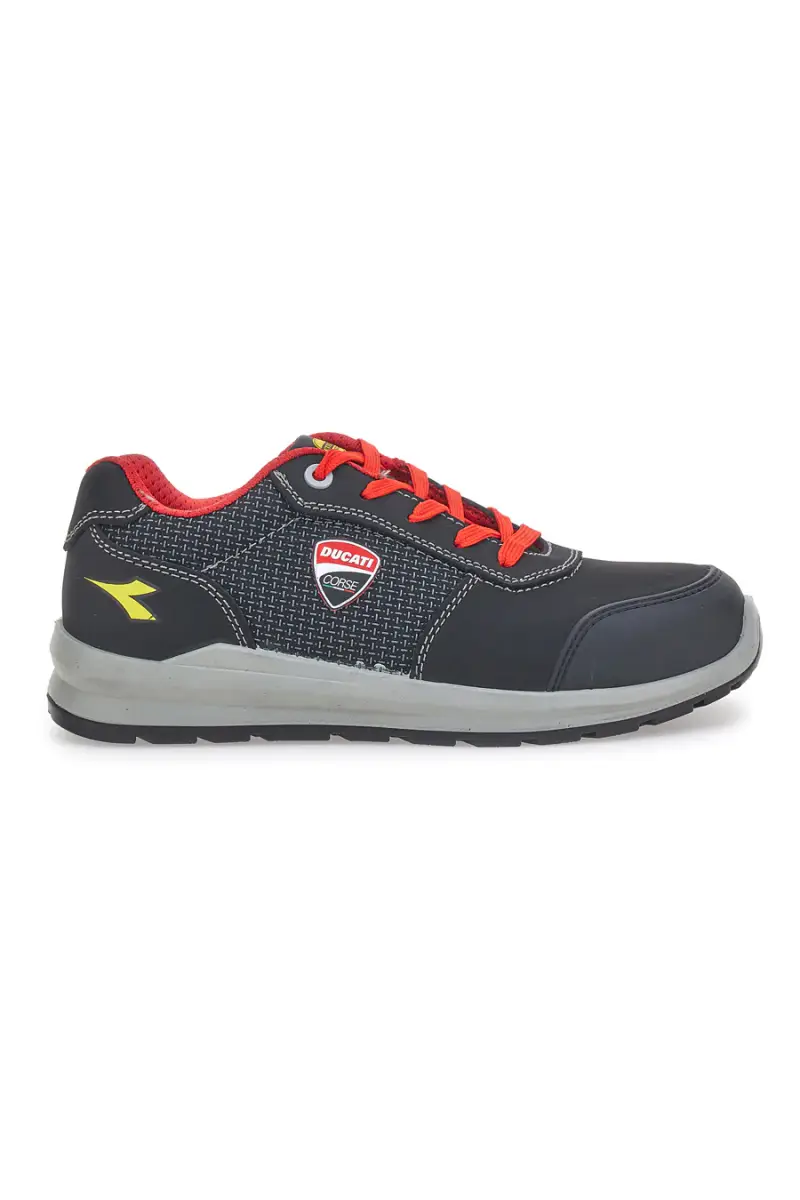 Scarpe antinfortunistiche nere idrorepellenti personalizzate Ducati Corse metal free Diadora Speedy Race Low S3S [NERO
