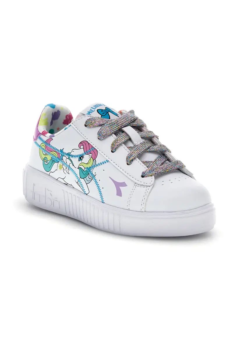Scarpe bianche con lacci e stampa multicolore Diadora Game Step Starshine PS [BIANCO] miniatura 2