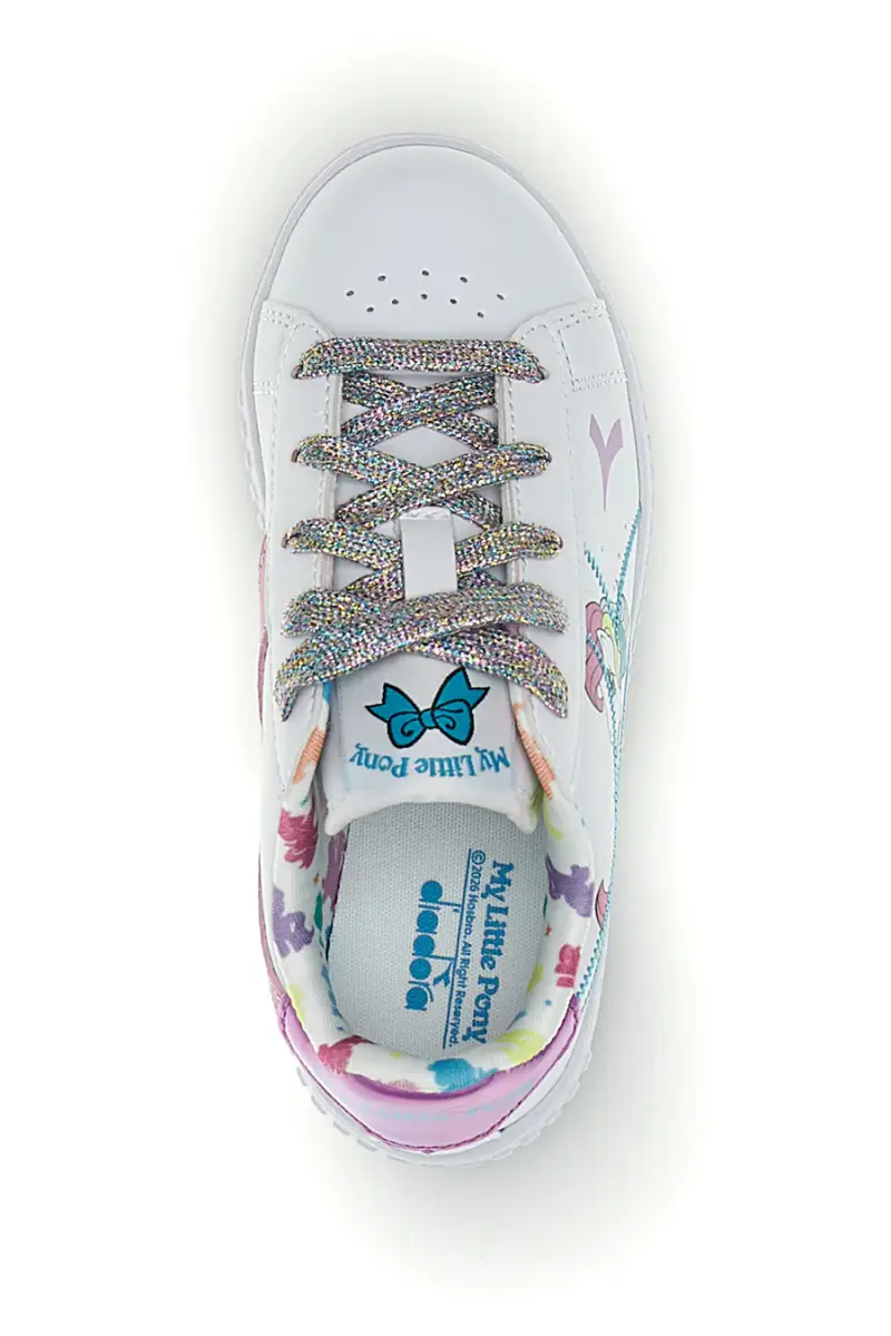 Scarpe bianche con lacci e stampa multicolore Diadora Game Step Starshine PS [BIANCO] miniatura 3