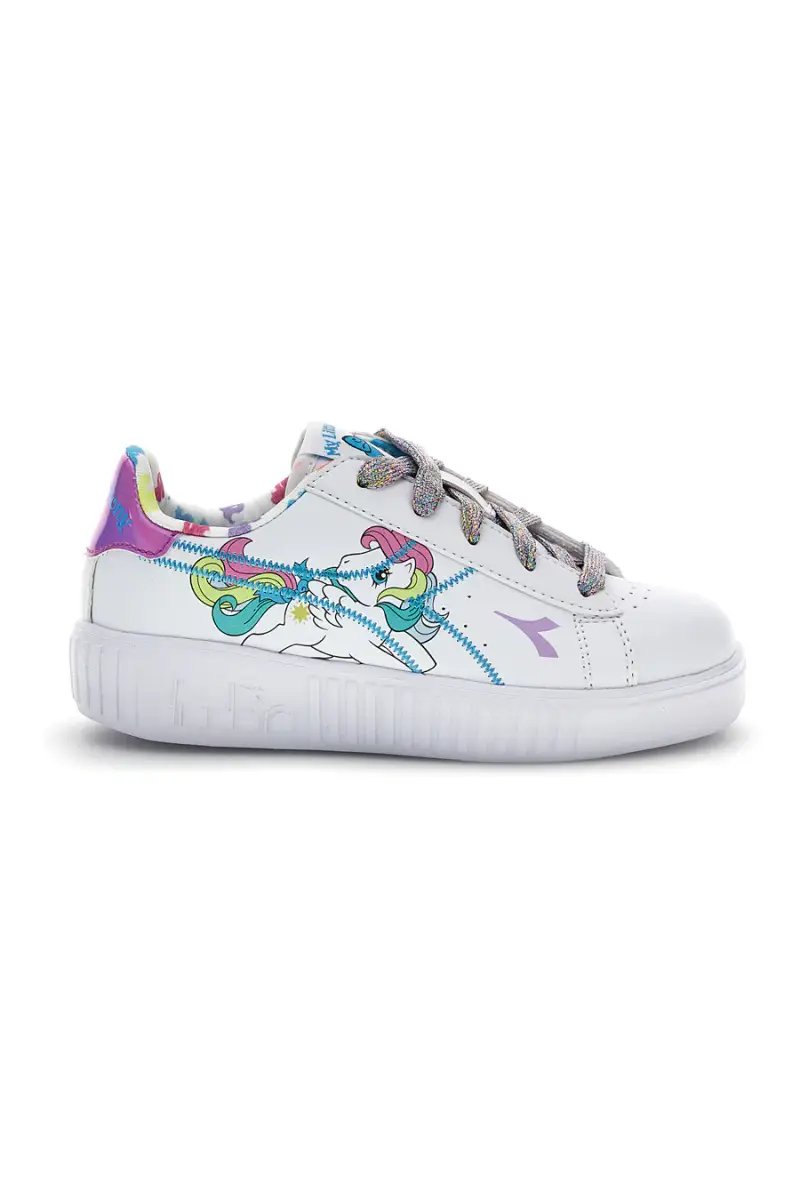 Scarpe bianche con lacci e stampa multicolore Diadora Game Step Starshine PS [BIANCO]