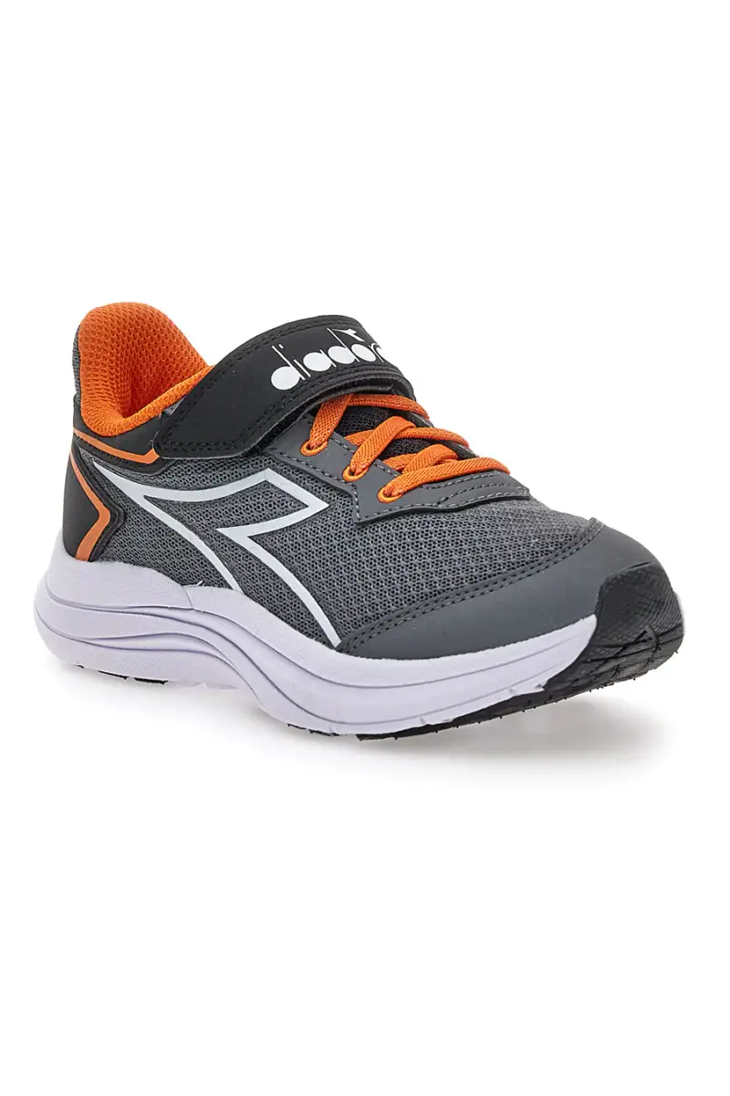 Scarpe sportive grigie con dettagli arancioni e chiusura a strappo Diadora SNIPE 3 JR [GRIGIO] miniatura 2