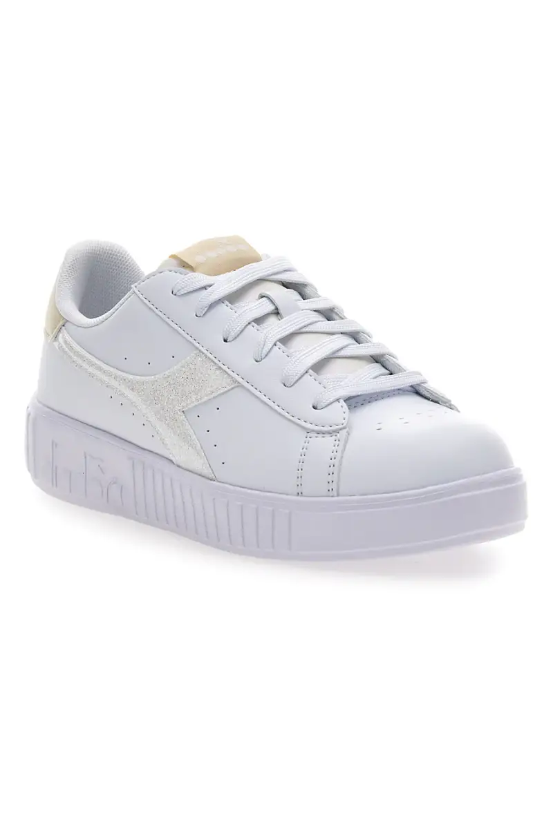Sneaker da donna bianche con platform e dettagli oro Diadora Game Step Glam GS [BIANCO] miniatura 2