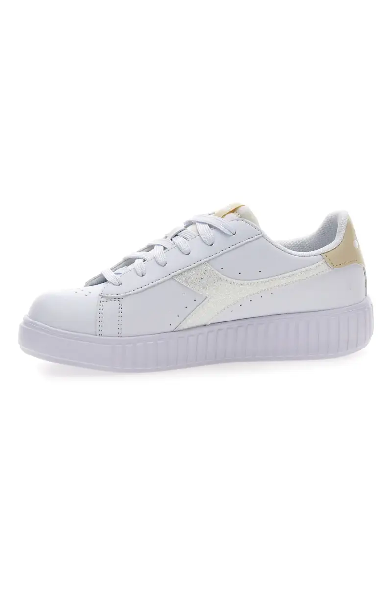 Sneaker da donna bianche con platform e dettagli oro Diadora Game Step Glam GS [BIANCO] miniatura 4
