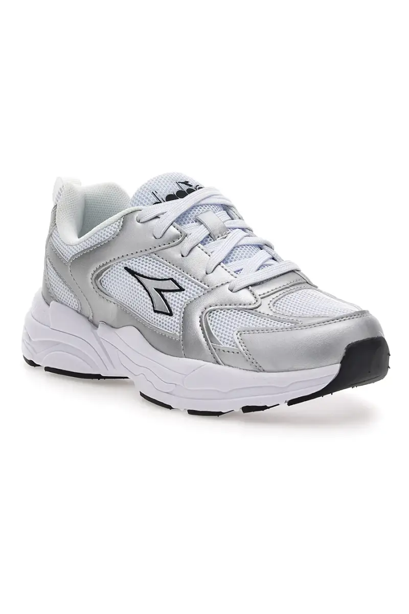 Sneaker da ragazza bianche e argento con inserti metallizzati Diadora Alley Metal GS [WHITE miniatura 2