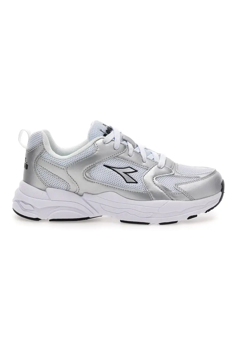 Sneaker da ragazza bianche e argento con inserti metallizzati Diadora Alley Metal GS [WHITE