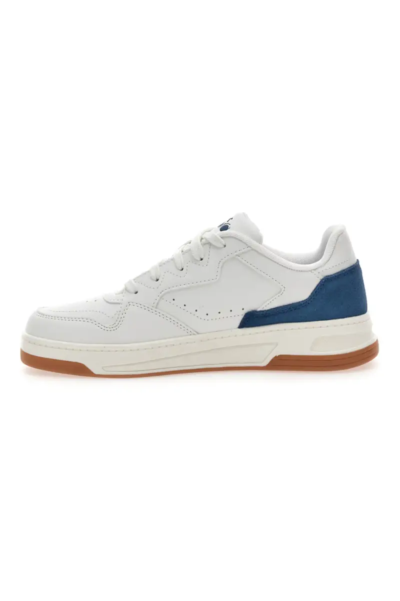 Sneakers Bianche con Dettaglio Posteriore Blu in Pelle DIADORA GINGER [BIANCO miniatura 4