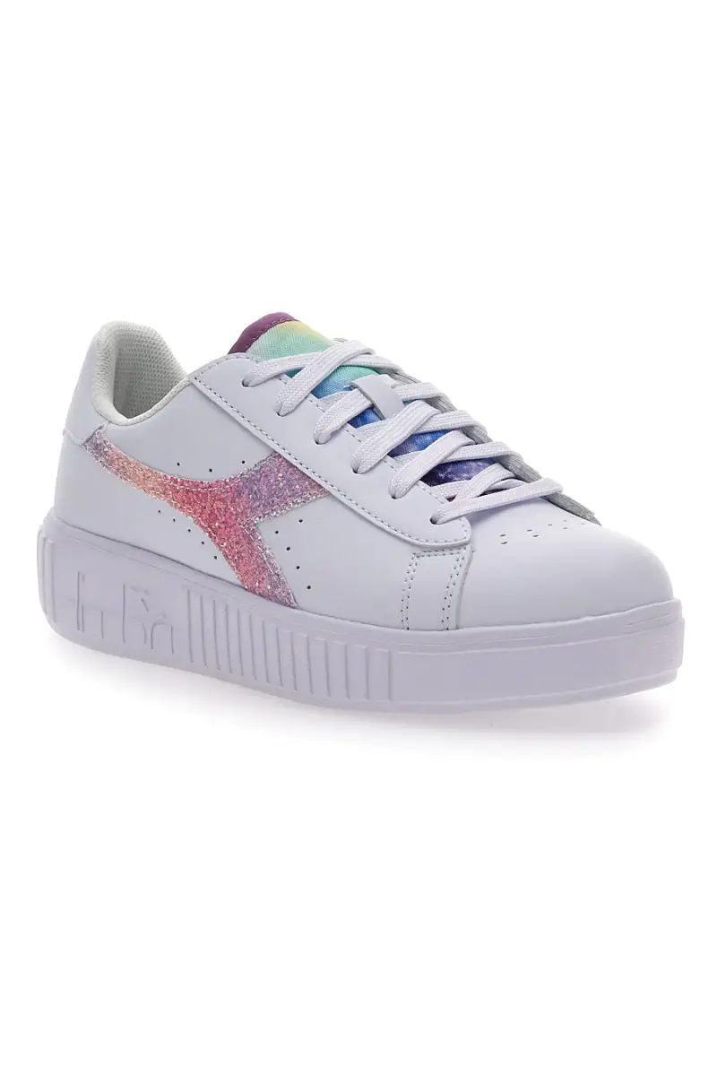 Sneakers Bianche Con Fregio Arcobaleno Diadora Game Step Glow Gs [BIANCO] miniatura 2
