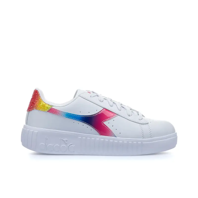 Sneakers bianche da ragazza Game Step logo multicolor