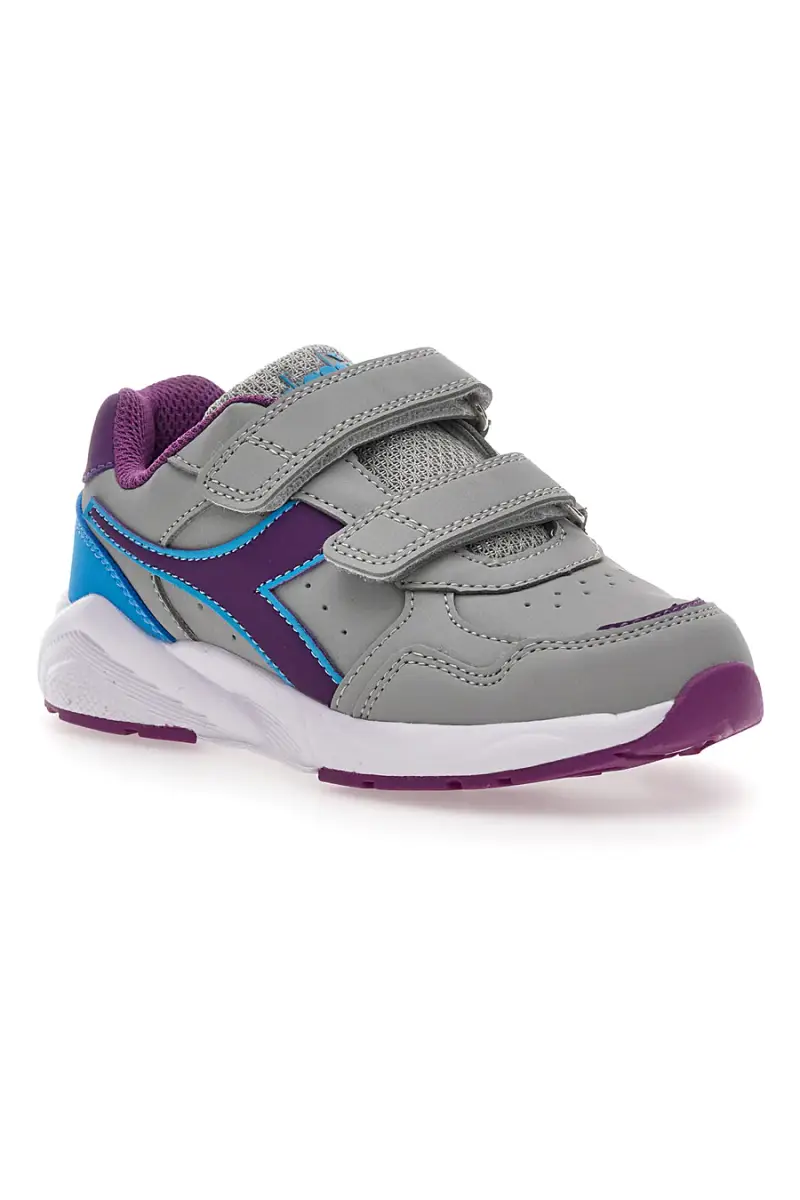 Sneakers grigie con velcro Diadora Falcon 5 SL JR V [GRIGIO] miniatura 2