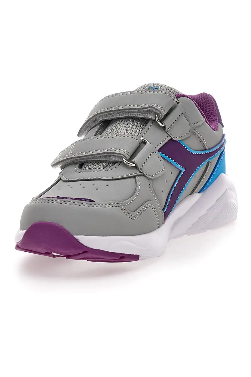 Sneakers grigie con velcro Diadora Falcon 5 SL JR V [GRIGIO] miniatura 3