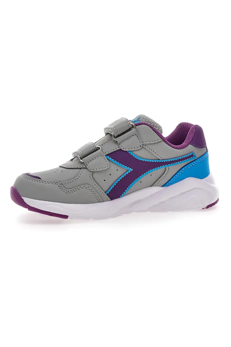 Sneakers grigie con velcro Diadora Falcon 5 SL JR V [GRIGIO] miniatura 4