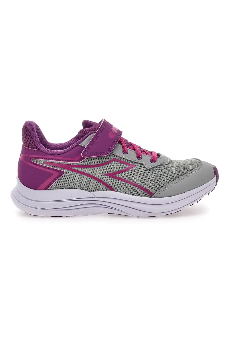 Sneakers grigie e fucsia con strappo e lacci elastici Diadora Snipe 3 JR [GRIGIO