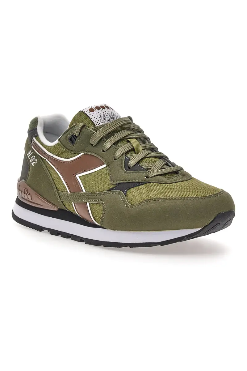 Sneakers verde militare in tessuto e suede Diadora N.92 [VERDE] miniatura 2