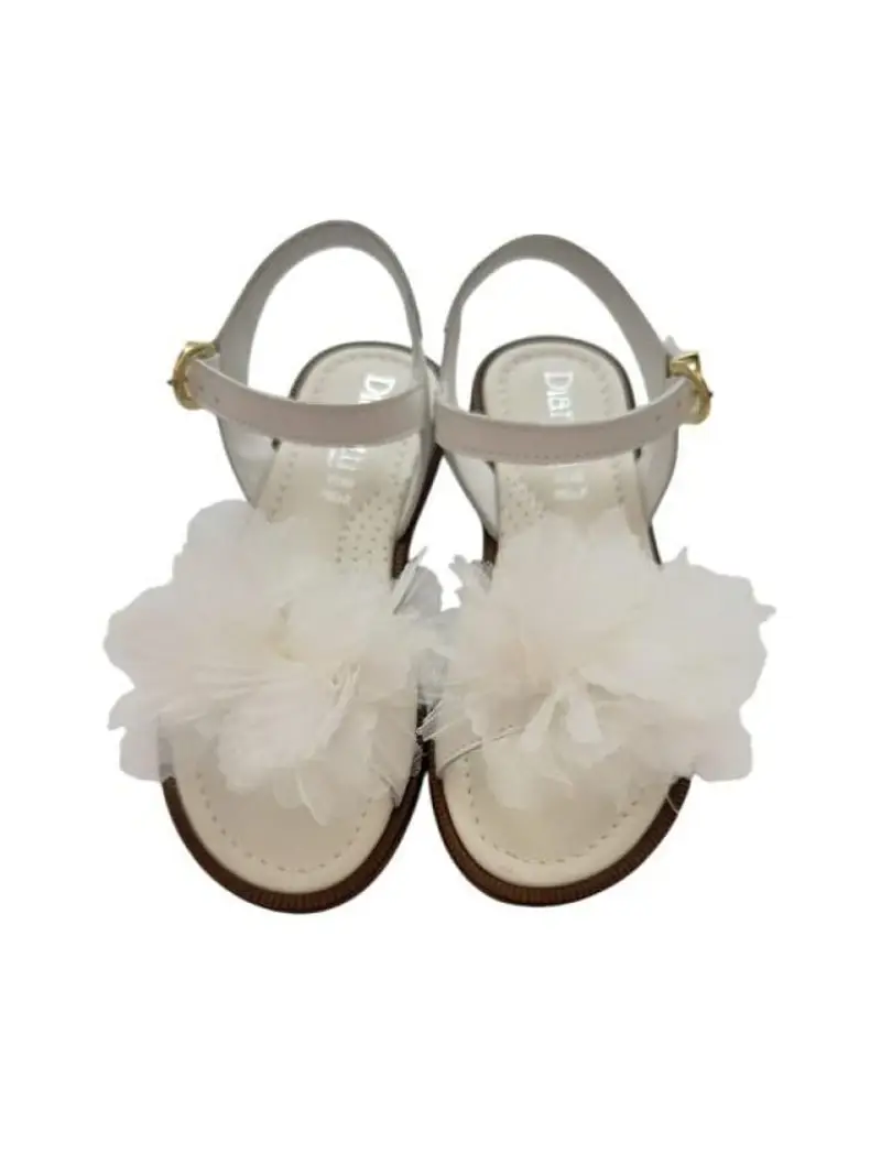 Dianetti scarpe bianche bambina in ecopelle dettaglio in tulle sul davanti miniatura 2