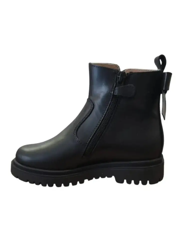 scarpe nere bambina stivaletto in pelle fiocco sul retro miniatura 2