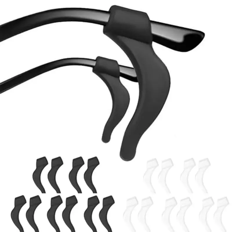 DIAONIAN 20 Pezzi Ferma Occhiali,Ferma Occhiali In Silicone,Antiscivolo Occhiali,Reggi Occhiali,Occhiali Antiscivolo Gancio,Occhiali Ear Grips Ganci,Per Occhiali,Occhiali Da Sole,Nero+Bianco