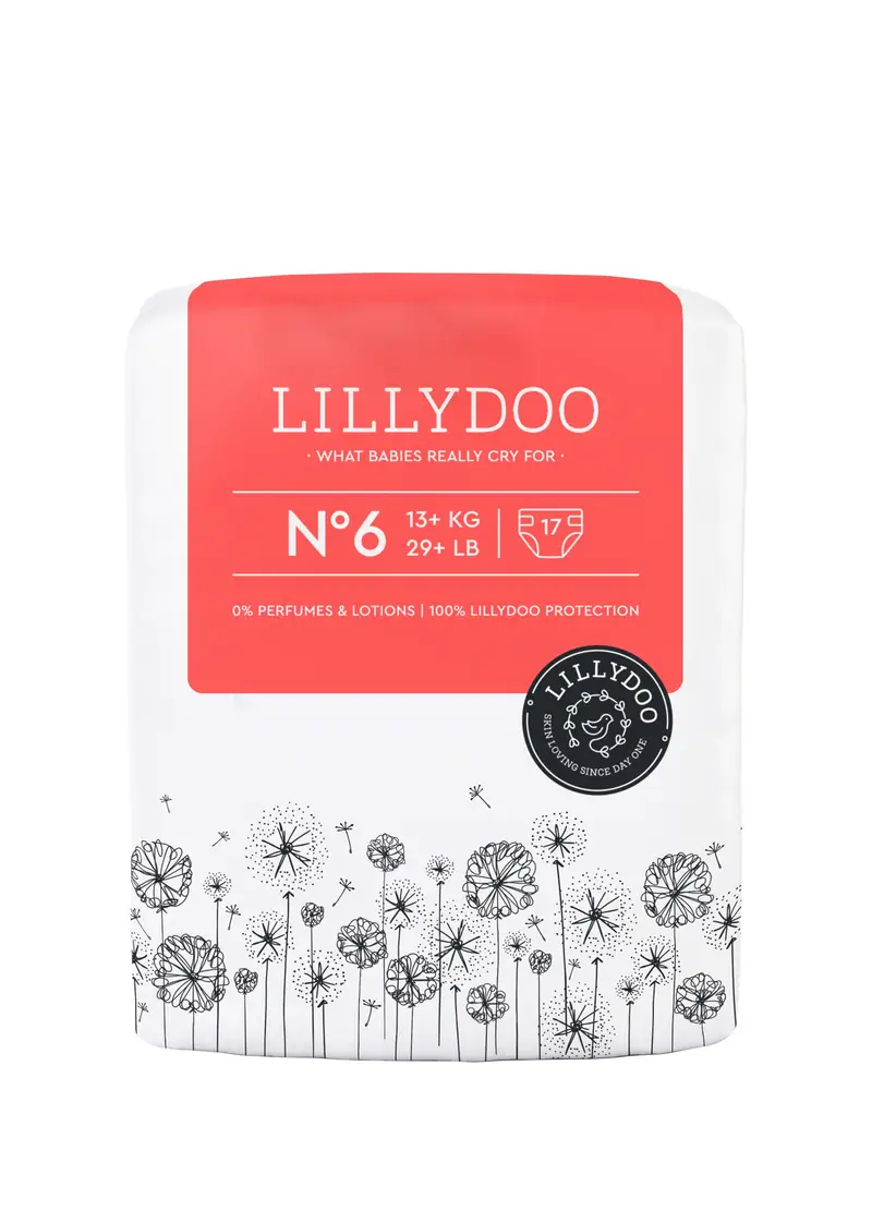 DIAPERS, Pannolini Per Pelli Sensibili N°6 (13-18 Kg) Lillydoo, Unisex, Rosso, Taglia: ONE SIZE
