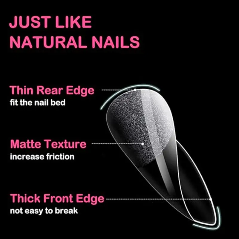 Diboniur 550 Pezzi Tip in Gel Unghie, 11 Taglie Tip Unghie Ricostruzione, Unghie Finte Copertura Completa, Gel Tips Unghie Mandorla per Salone Manicure, Nail Art Principiante, Medium Almond miniatura 3