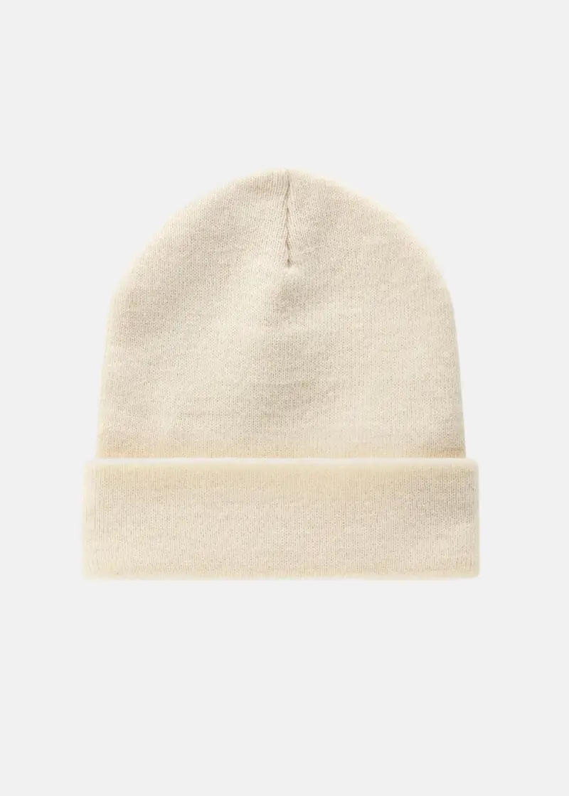 Berretto di lana panna per uomo e donna con logo miniatura 3