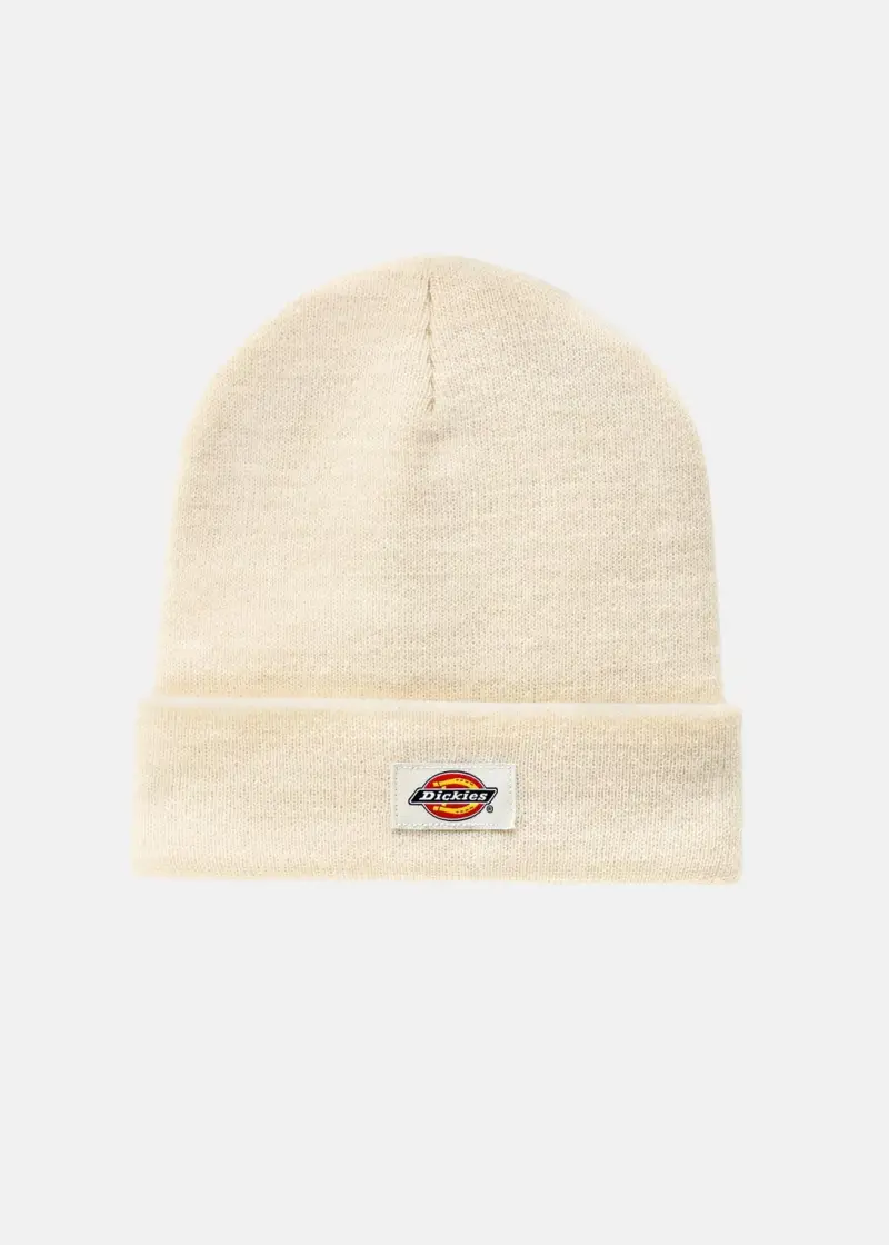 Berretto di lana panna per uomo e donna con logo