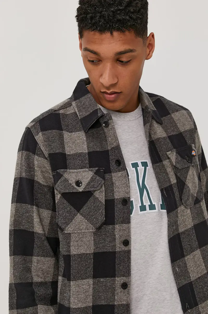 camicia in cotone Grigio miniatura 3