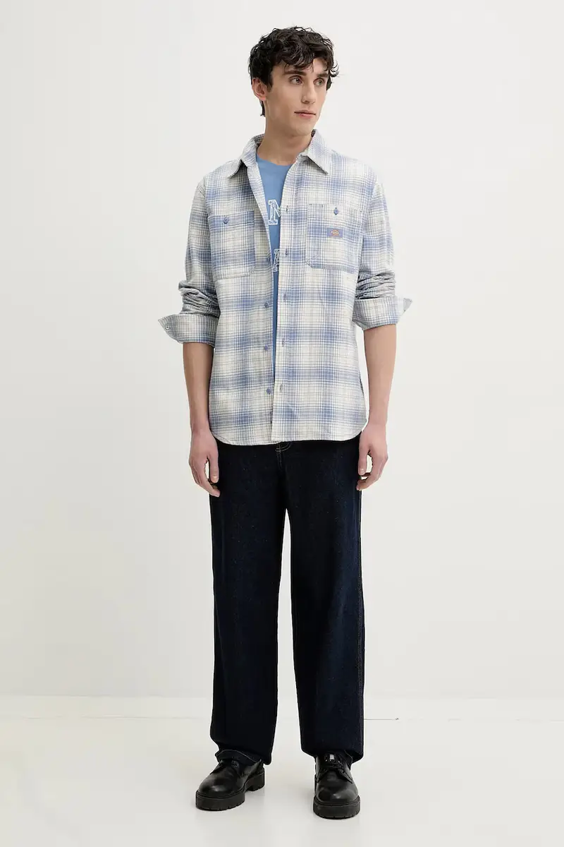 camicia in cotone uomo colore blu DK0A4XGTK371 miniatura 2