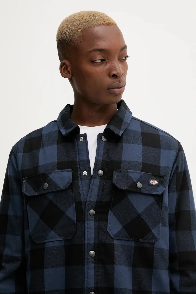 camicia uomo Blu navy miniatura 4