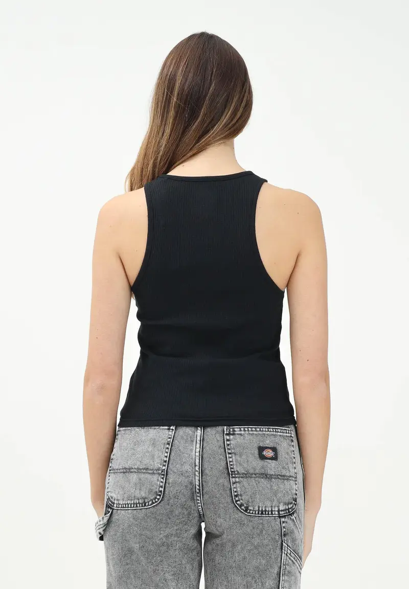 DICKIES Canotta nera da donna con ricamo logo miniatura 2