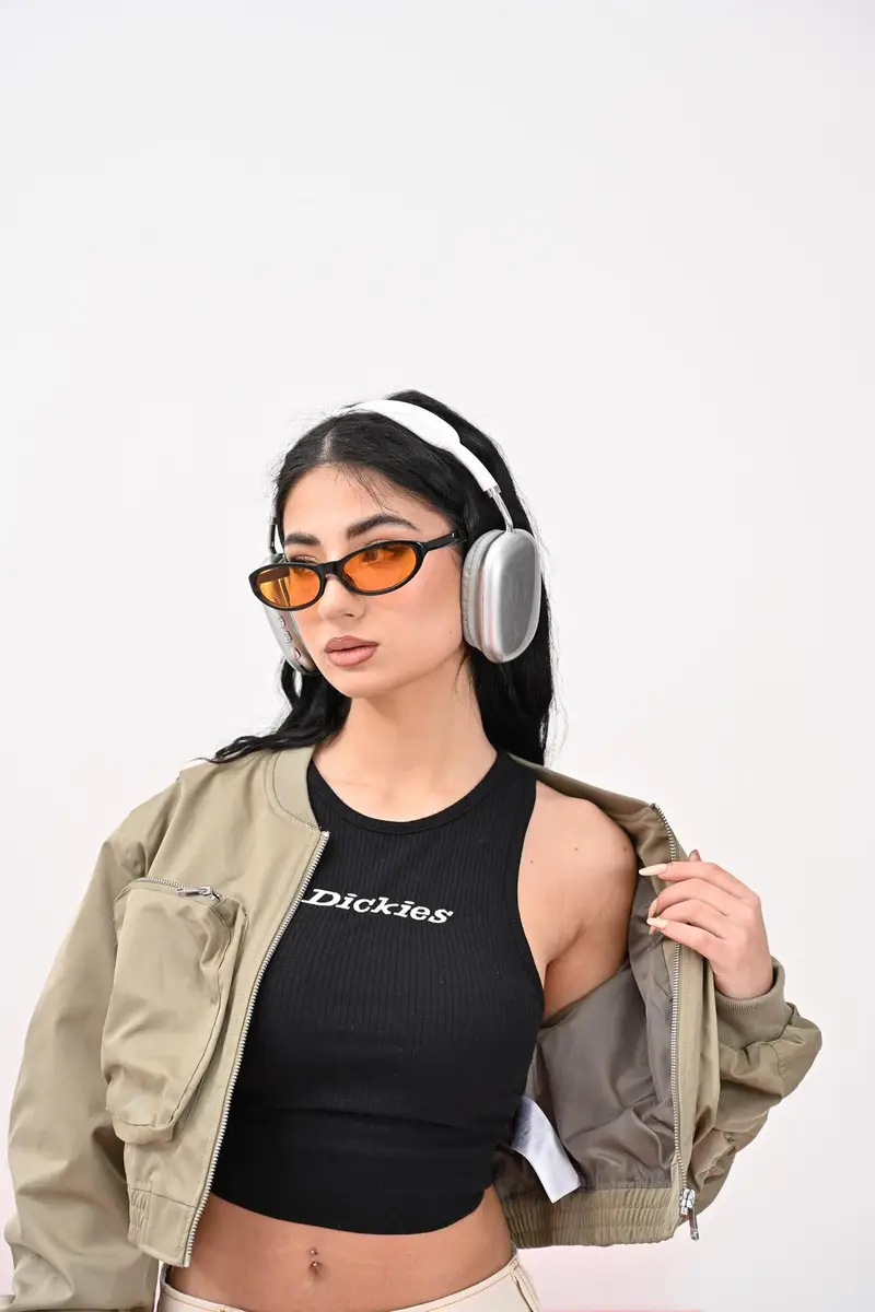 DICKIES Canotta nera da donna con ricamo logo miniatura 3