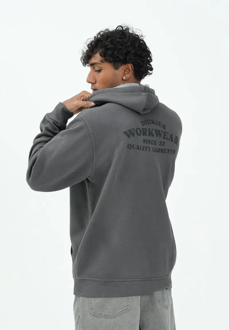 Christiana felpa con cappuccio nera da uomo con stampa sul petto e sul retro miniatura 2