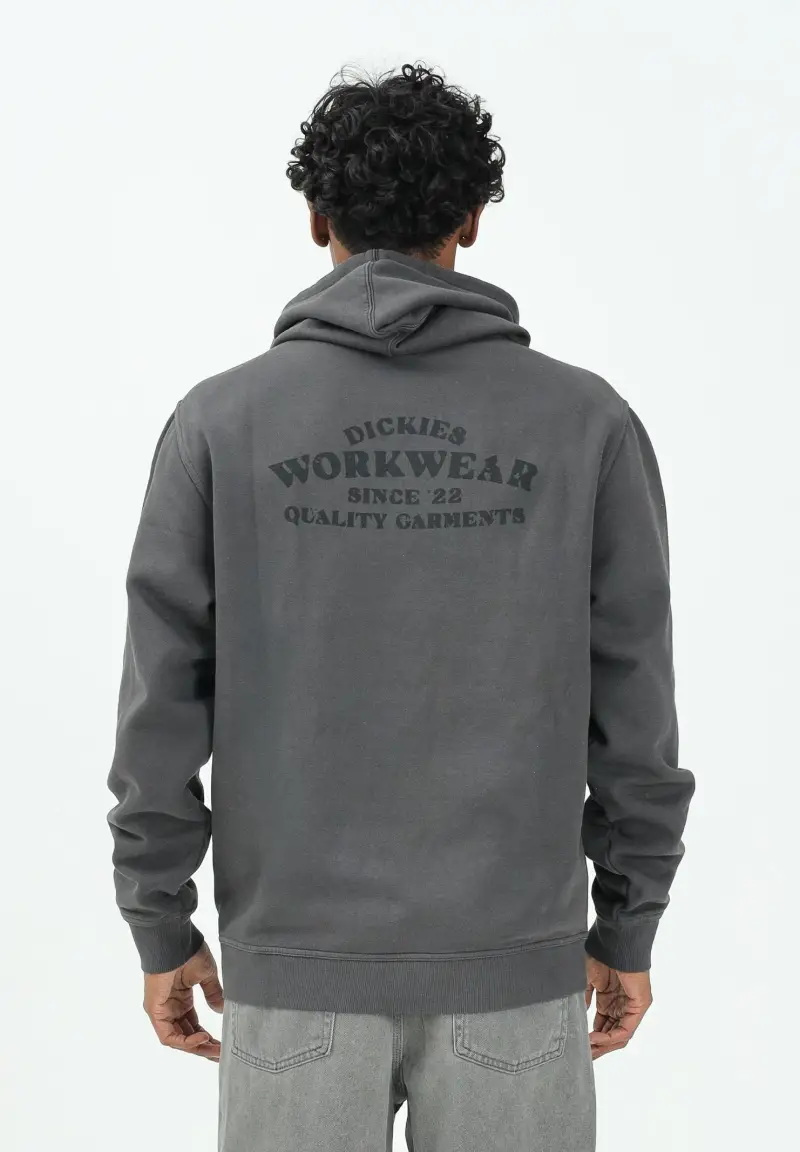 Christiana felpa con cappuccio nera da uomo con stampa sul petto e sul retro miniatura 3