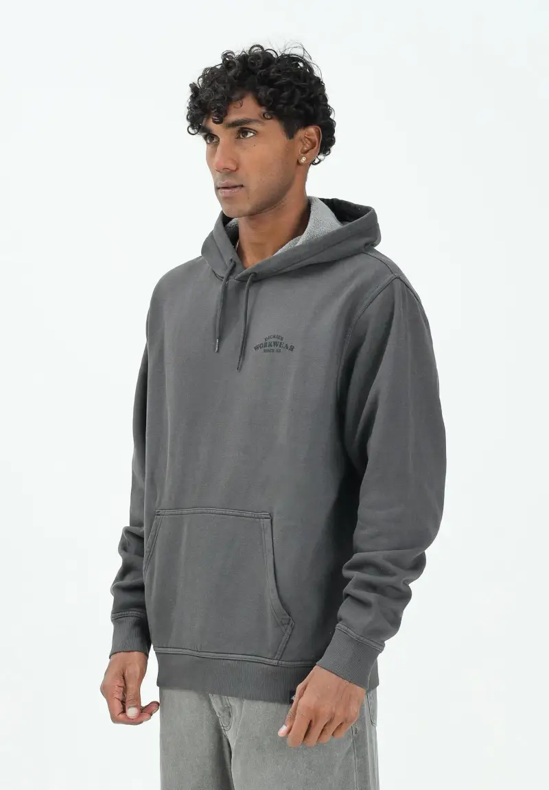 Christiana felpa con cappuccio nera da uomo con stampa sul petto e sul retro