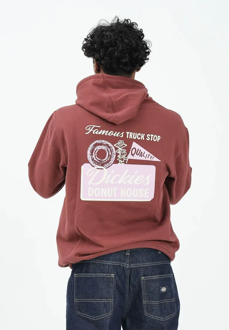 Felpa con cappuccio Donut House bordeaux da uomo miniatura 2